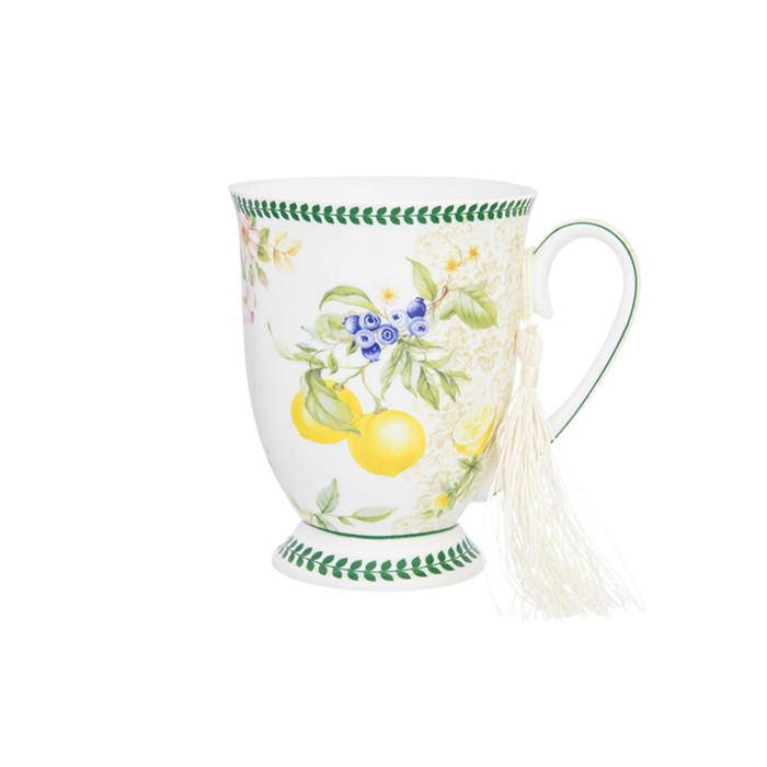Кружка "Лимоны", 300 мл, 11 х 8 х 11 см, на ножке, фарфор