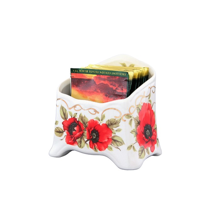 Подставка сервировочная для чайные пакетики "Маки", 10,5 х 7 х 10 см, 280 мл