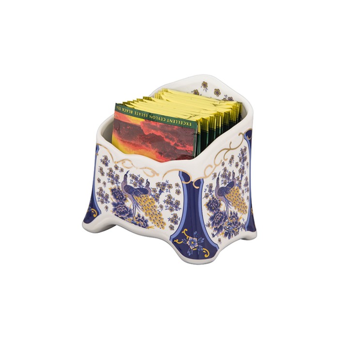 Подставка сервировочная для чайные пакетики "Павлин синий", 10,5 х 7 х 10 см, 280 мл