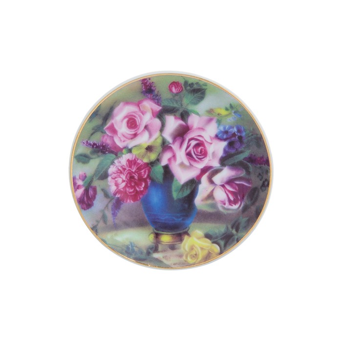 Тарелка декоративная, 10 х 10 х 2 см, "Букет в синей вазе", подставка