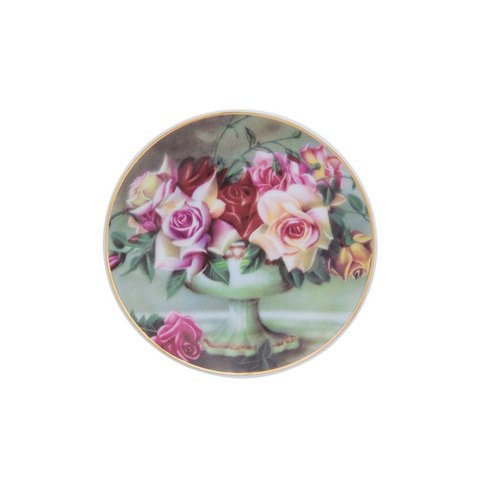 Тарелка декоративная, 10 х 10 х 2 см, "Букет из роз", подставка
