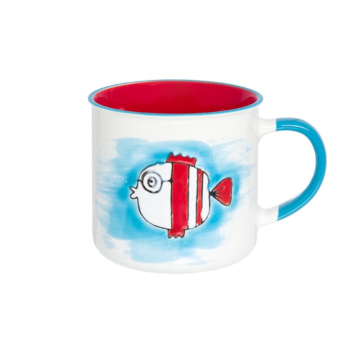Кружка "Рыбка", 330 мл, 12,5 х 9 х 8,5 см, бирюзово - красная