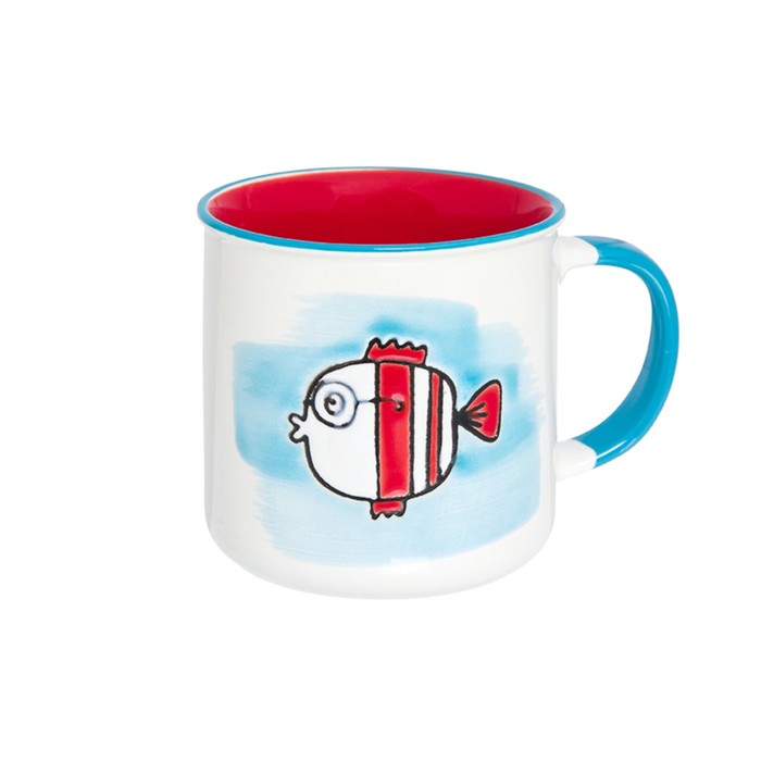 Кружка "Рыбка", 250 мл, 11 х 8 х 8 см, бирюзово - красная