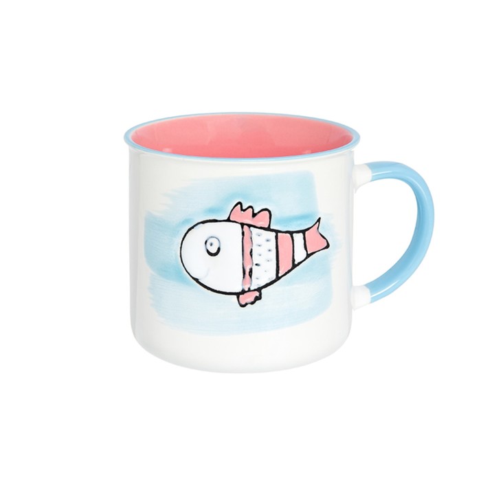 Кружка "Рыбка", 330 мл, 12,5 х 9 х 8,5 см, розово - голубая