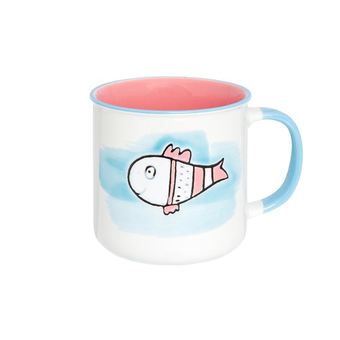 Кружка "Рыбка", 250 мл, 11 х 8 х 8 см, розово - голубая