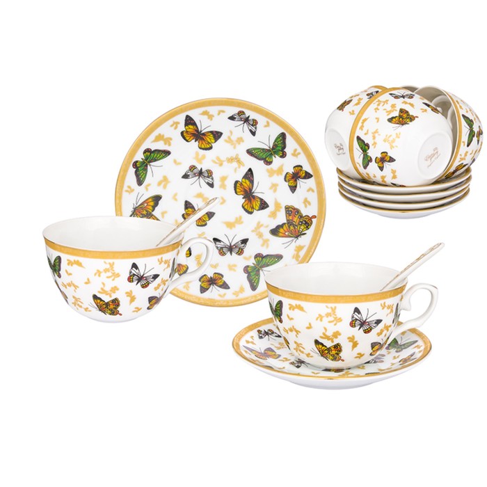 Чайный набор, 12 предметов, 250 мл, "Бабочки", ложки