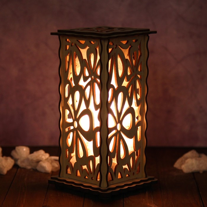 Соляной светильник из дерева "Ромашки", 20 х 12 см, деревянный декор