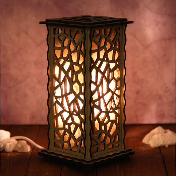 Соляной светильник из дерева "Льдинки", 20 х 12 см, деревянный декор