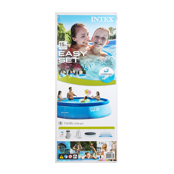 Бассейн надувной EASY SET 457*107см, фил. нас., лест-ца,под-ка,тент, DVD 26166NP INTEX