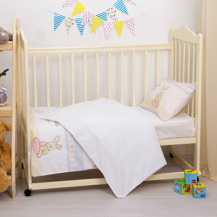 Детское постельное бельё "Милый дом", размер 112х147, 60х120, 40х60 см, цвет белый, хл100%, бязь 125 г/м C001/1