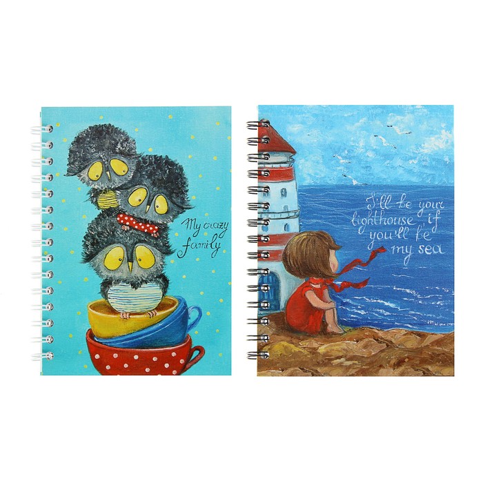 Альбом для зарисовок А5, 60 листов на гребне Sketchbook "Милые открытки", твердая обложка, ламинация