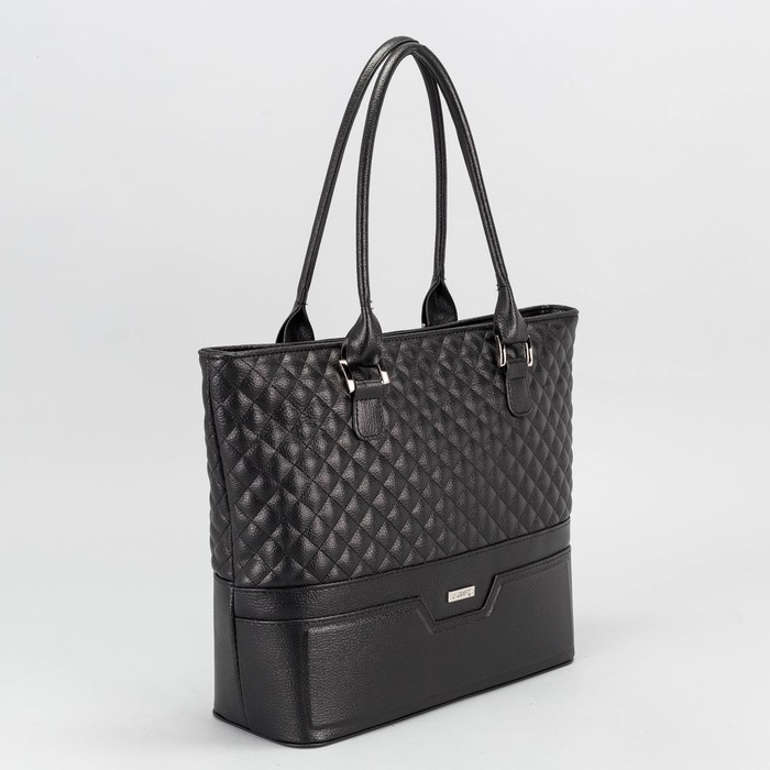 Сумка женская, 1 отдел на молнии, наружный карман, стёжка, цвет чёрный