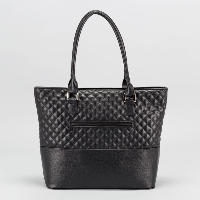 Сумка женская, 1 отдел на молнии, наружный карман, стёжка, цвет чёрный