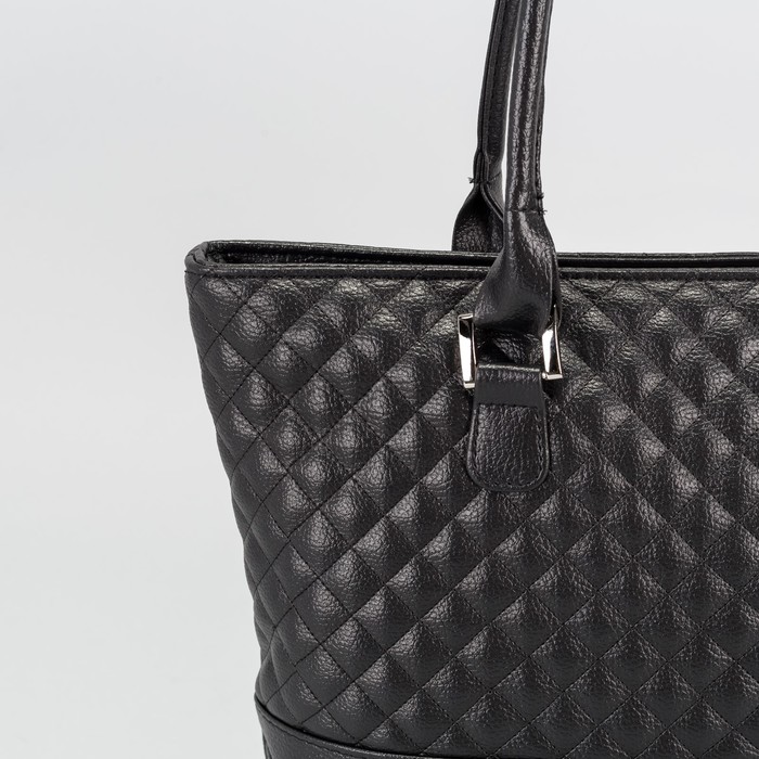 Сумка женская, 1 отдел на молнии, наружный карман, стёжка, цвет чёрный