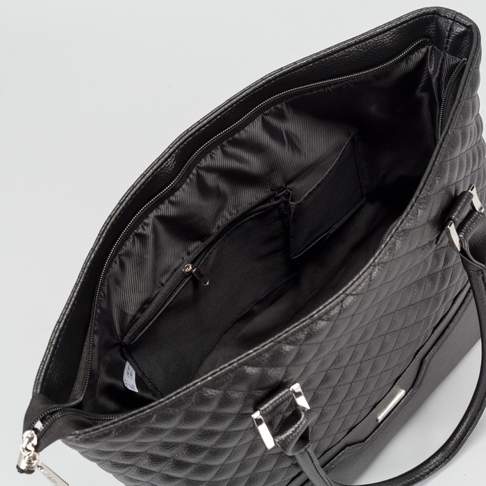 Сумка женская, 1 отдел на молнии, наружный карман, стёжка, цвет чёрный