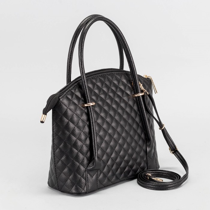 Сумка женская, отдел на молнии, наружный карман, стёжка, цвет чёрный