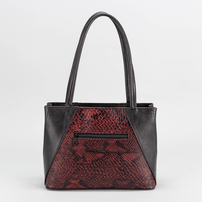 Сумка женская, отдел с перегородкой на молнии, наружный карман, кобра, цвет бордовый/чёрный