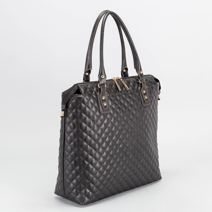 Сумка женская, отдел на молнии, наружный карман, стёжка, цвет чёрный