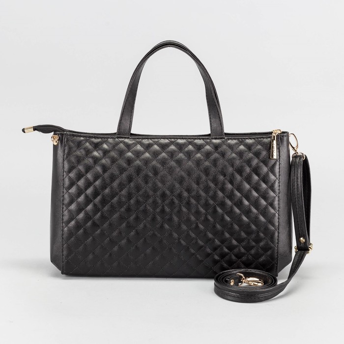 Сумка женская, отдел на молнии, наружный карман, стёжка, цвет чёрный