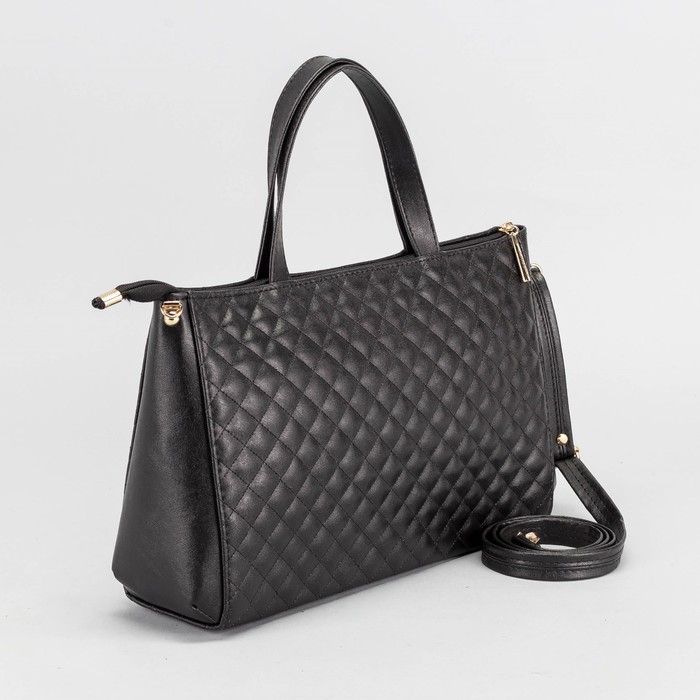 Сумка женская, отдел на молнии, наружный карман, стёжка, цвет чёрный