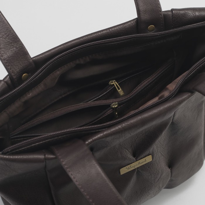 Сумка женская, отдел на молнии, наружный карман, цвет коричневый