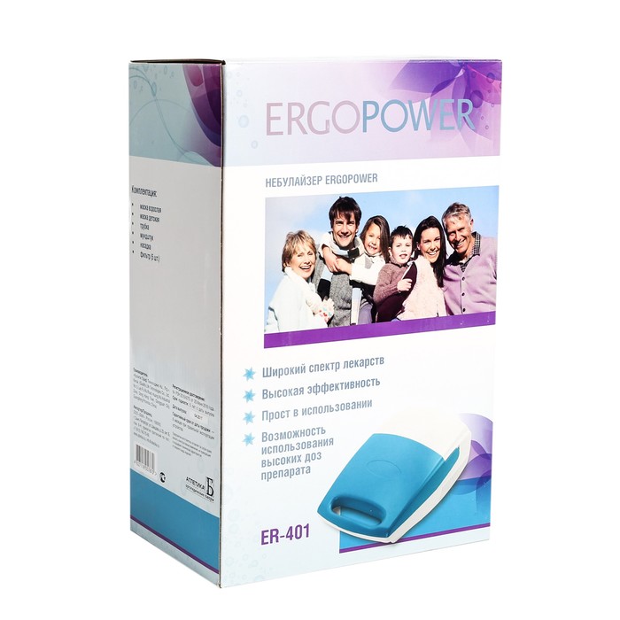 Небулайзер ERGOPOWER ER-401, 60 Вт, бело-зеленый