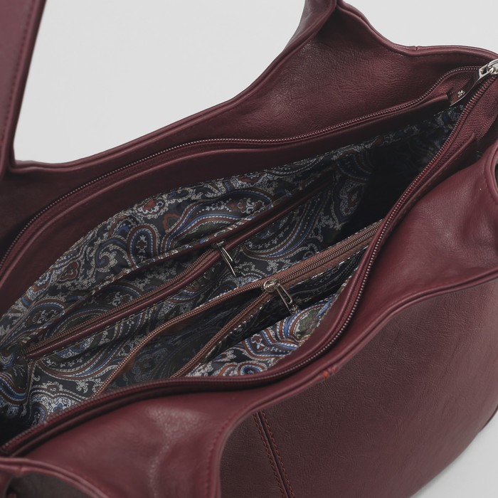 Сумка женская, отдел на молнии, наружный карман, цвет бордовый