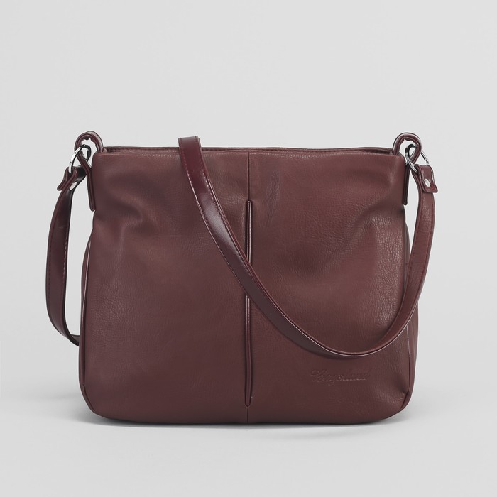 Сумка женская, отдел с перегородкой на молнии, наружный карман, регулируемый ремень, цвет бордовый