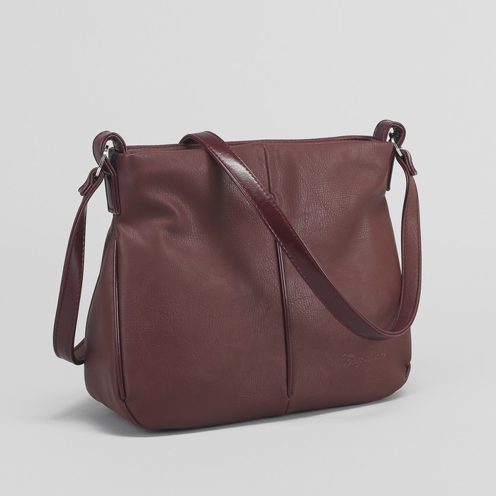 Сумка женская, отдел с перегородкой на молнии, наружный карман, регулируемый ремень, цвет бордовый