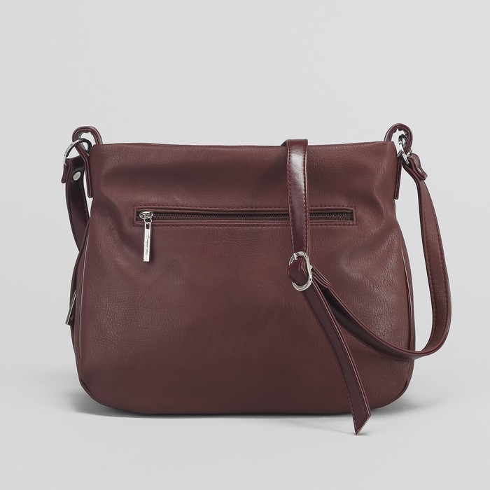 Сумка женская, отдел с перегородкой на молнии, наружный карман, регулируемый ремень, цвет бордовый