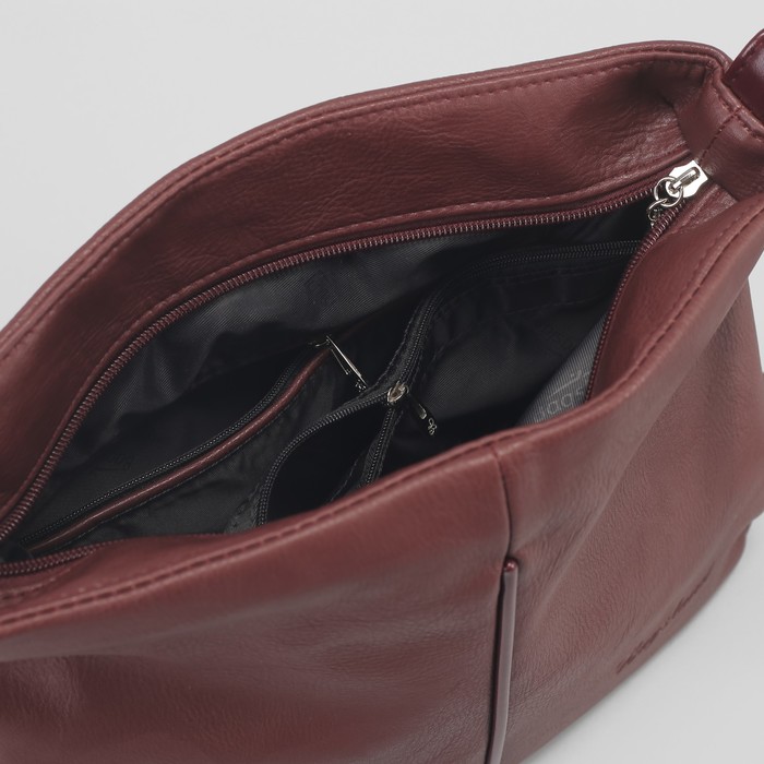 Сумка женская, отдел с перегородкой на молнии, наружный карман, регулируемый ремень, цвет бордовый