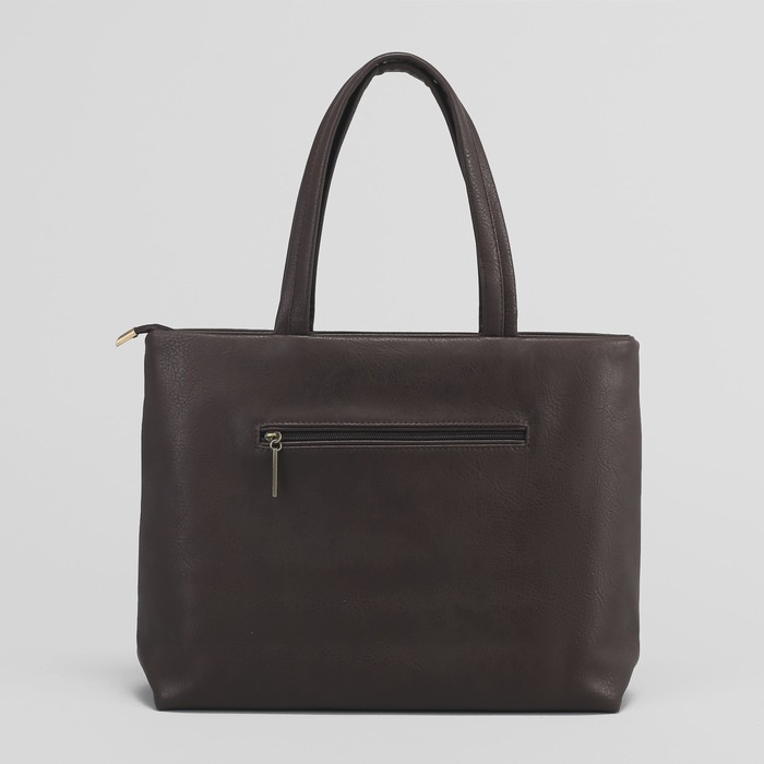 Сумка женская, отдел с перегородкой на молнии, 2 наружных кармана, цвет тёмно-коричневый