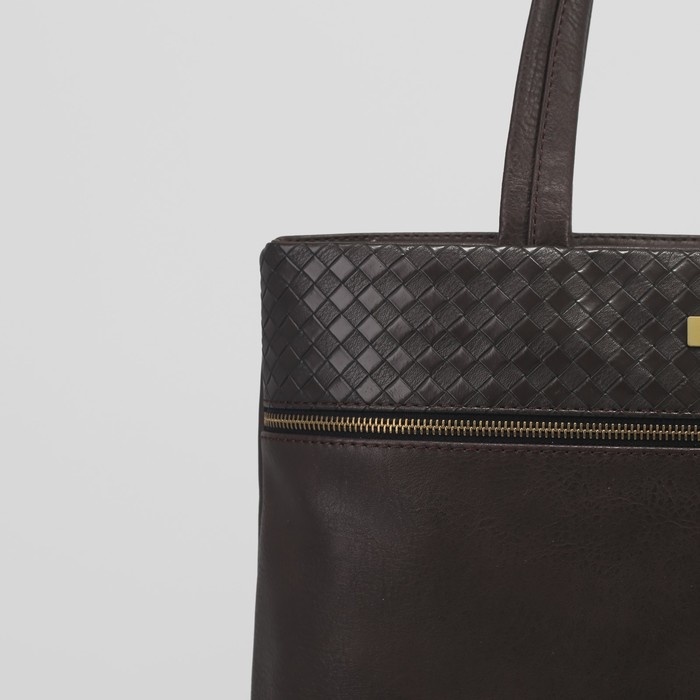 Сумка женская, отдел с перегородкой на молнии, 2 наружных кармана, цвет тёмно-коричневый