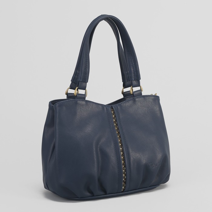 Сумка женская, 2 отдела на молнии, наружный карман, цвет синий