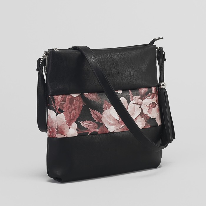 Сумка женская на молнии, 1 отдел, наружный карман, регулируемый ремень, цвет чёрный