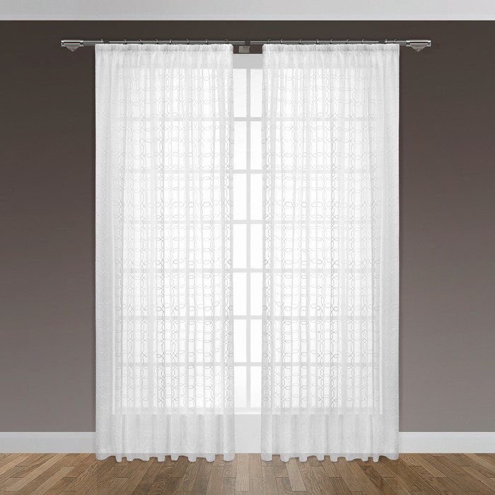 Тюль "Асти", размер 250х260 см-1 шт., шторная лента, цвет белый