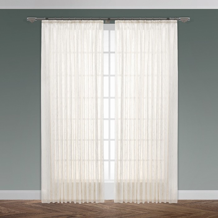 Тюль "Берна", размер 270х300 см-1 шт., шторная лента, цвет экрю