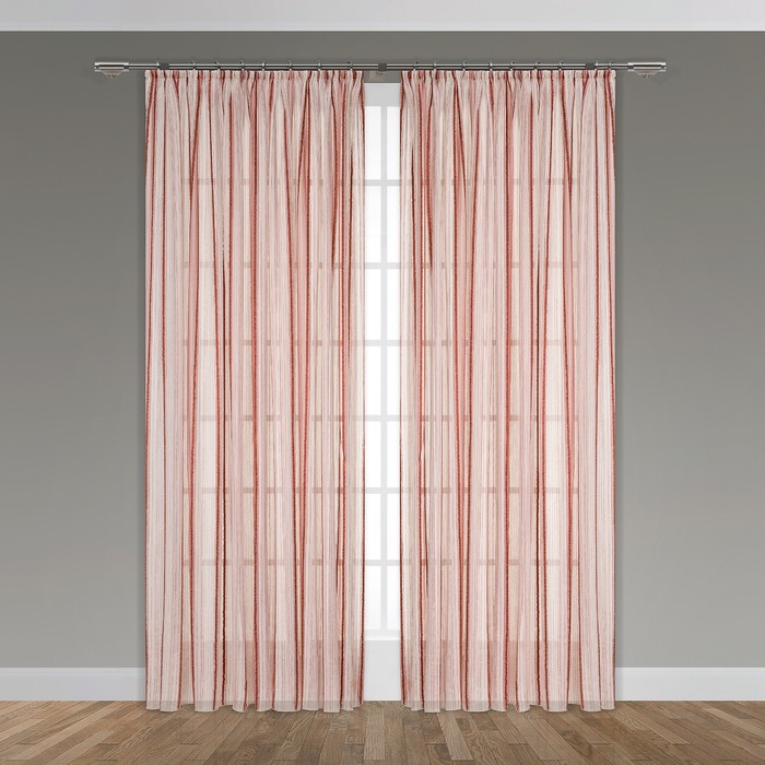 Тюль "Бруклин", размер 260х300 см-1 шт., шторная лента, цвет бордо