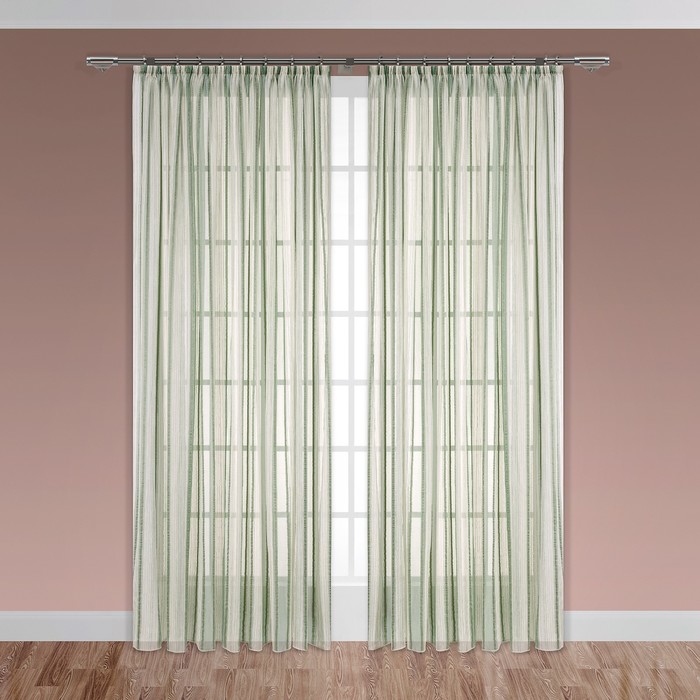 Тюль "Бруклин", размер 260х300 см-1 шт., шторная лента, цвет зелёный