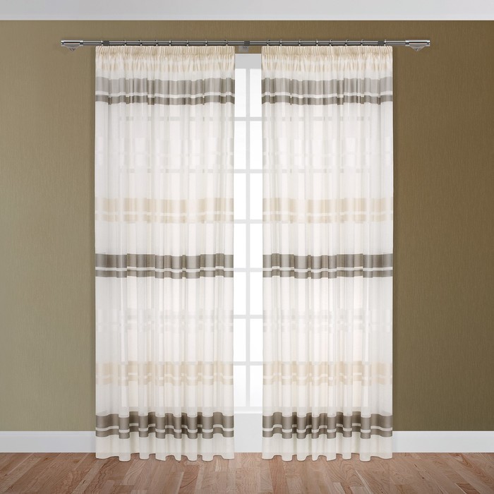 Тюль "Венсен", размер 280х300 см-1 шт., шторная лента, цвет серый