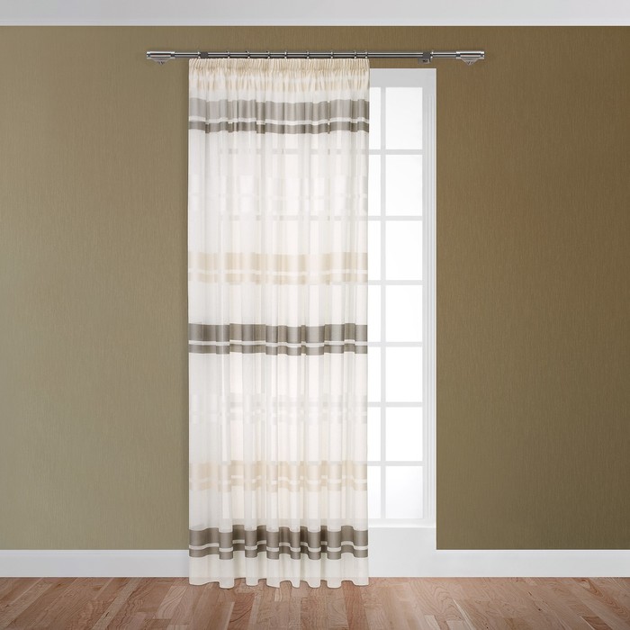 Тюль "Венсен", размер 280х300 см-1 шт., шторная лента, цвет серый