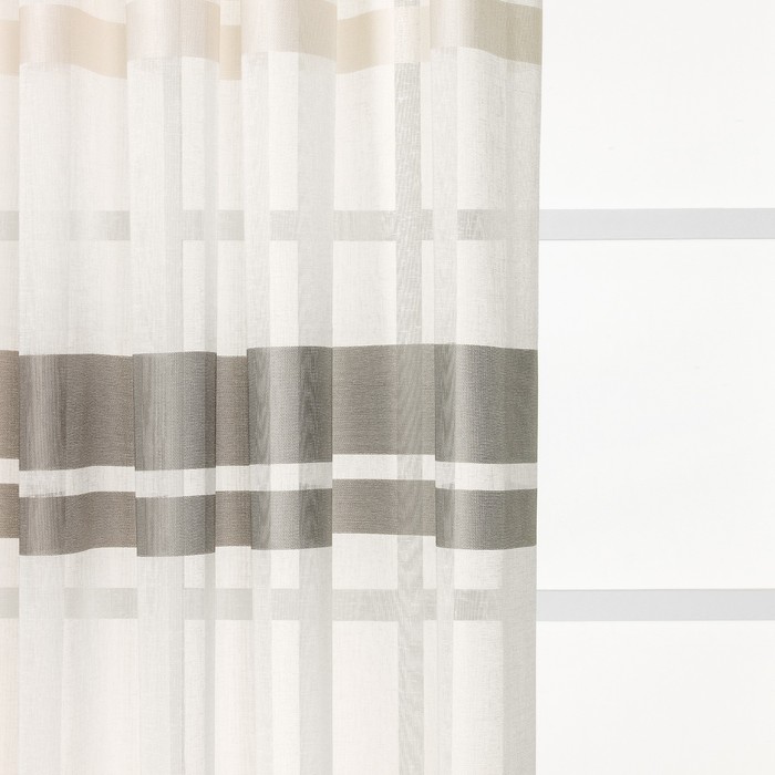 Тюль "Венсен", размер 280х300 см-1 шт., шторная лента, цвет серый