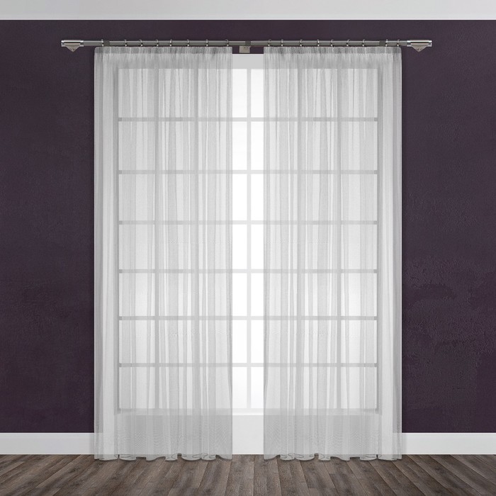 Тюль "Измир", размер 280х300 см-1 шт., шторная лента, цвет серый