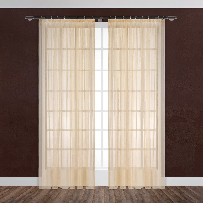 Тюль "Измир", размер 280х300 см-1 шт., шторная лента, цвет экрю