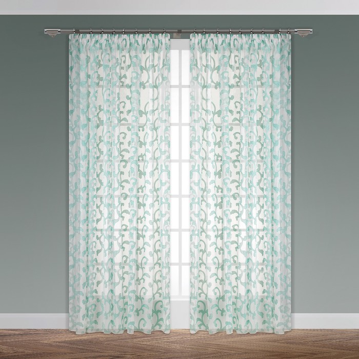 Тюль "Луанда", размер 280х300 см-1 шт., шторная лента, цвет бирюзовый