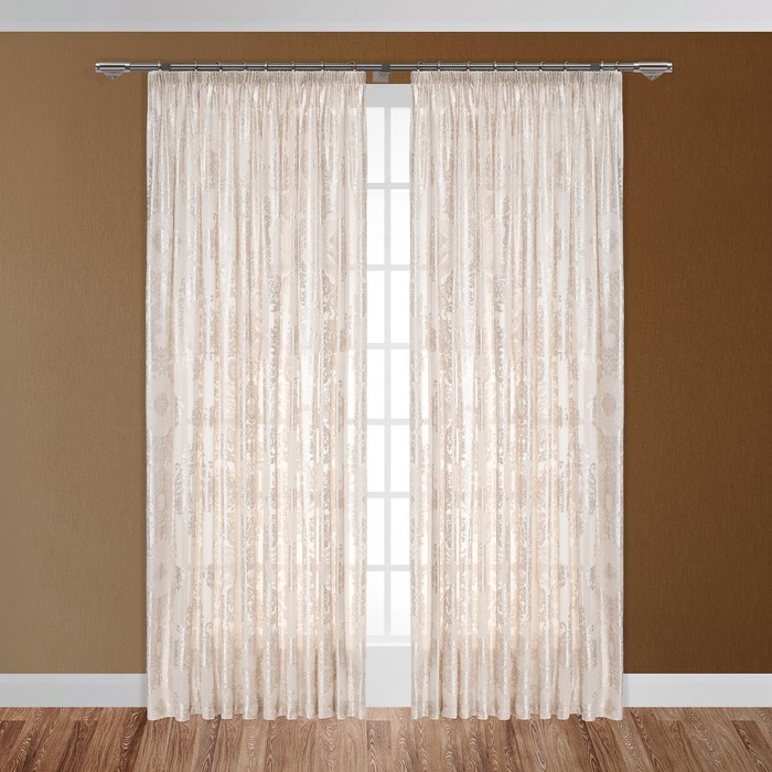 Тюль "Мадрид", размер 270х300 см-1 шт., шторная лента, цвет экрю
