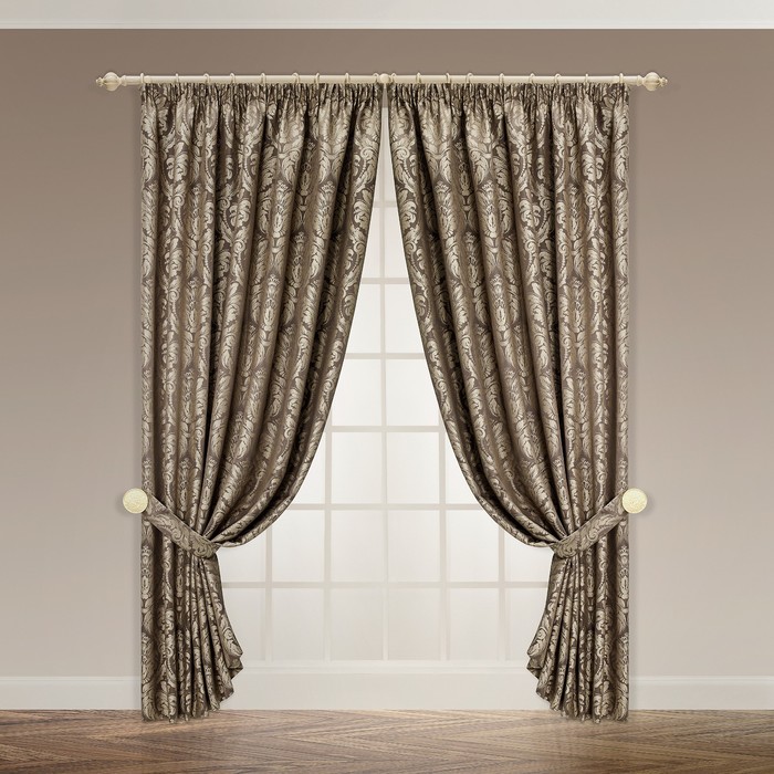 Штора "Севилья", размер 200х270 см-1 шт., 1 подхват, цвет серый