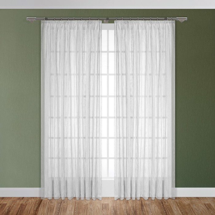 Тюль "Макри", размер 260х300 см-1 шт., шторная лента, цвет белый