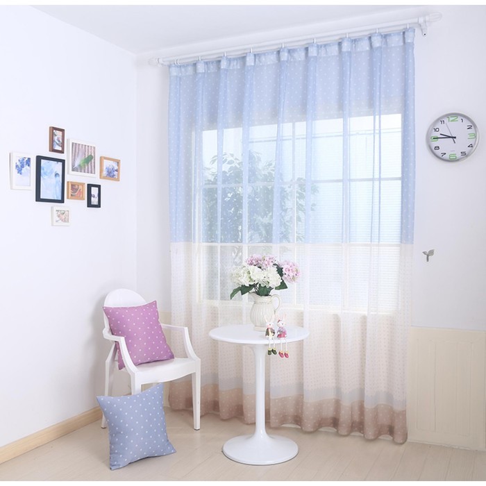 Тюль "Маре", размер 270х300 см-1 шт., шторная лента, цвет голубой