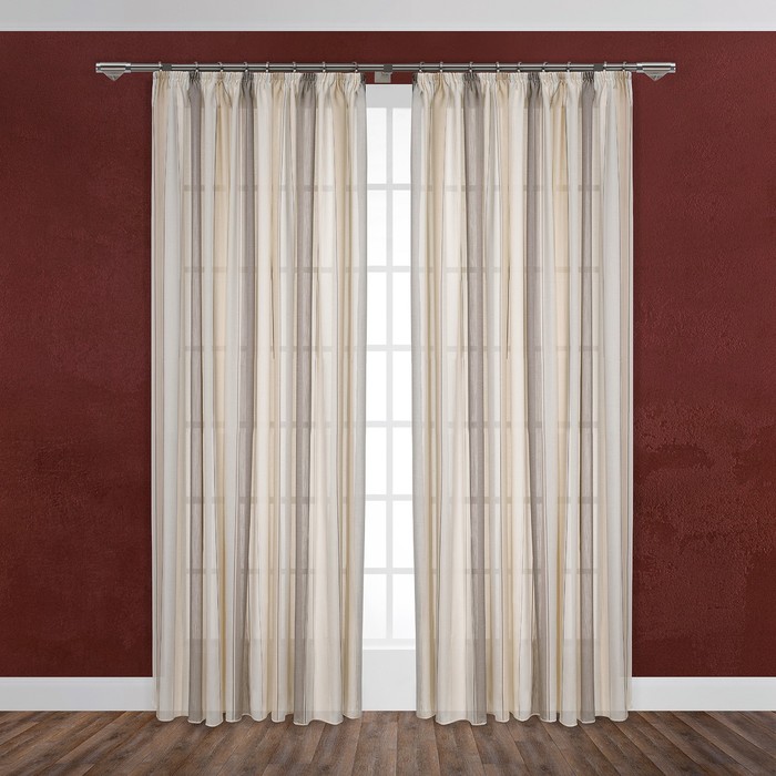 Тюль "Медан", размер 280х300 см-1 шт., шторная лента, цвет серый